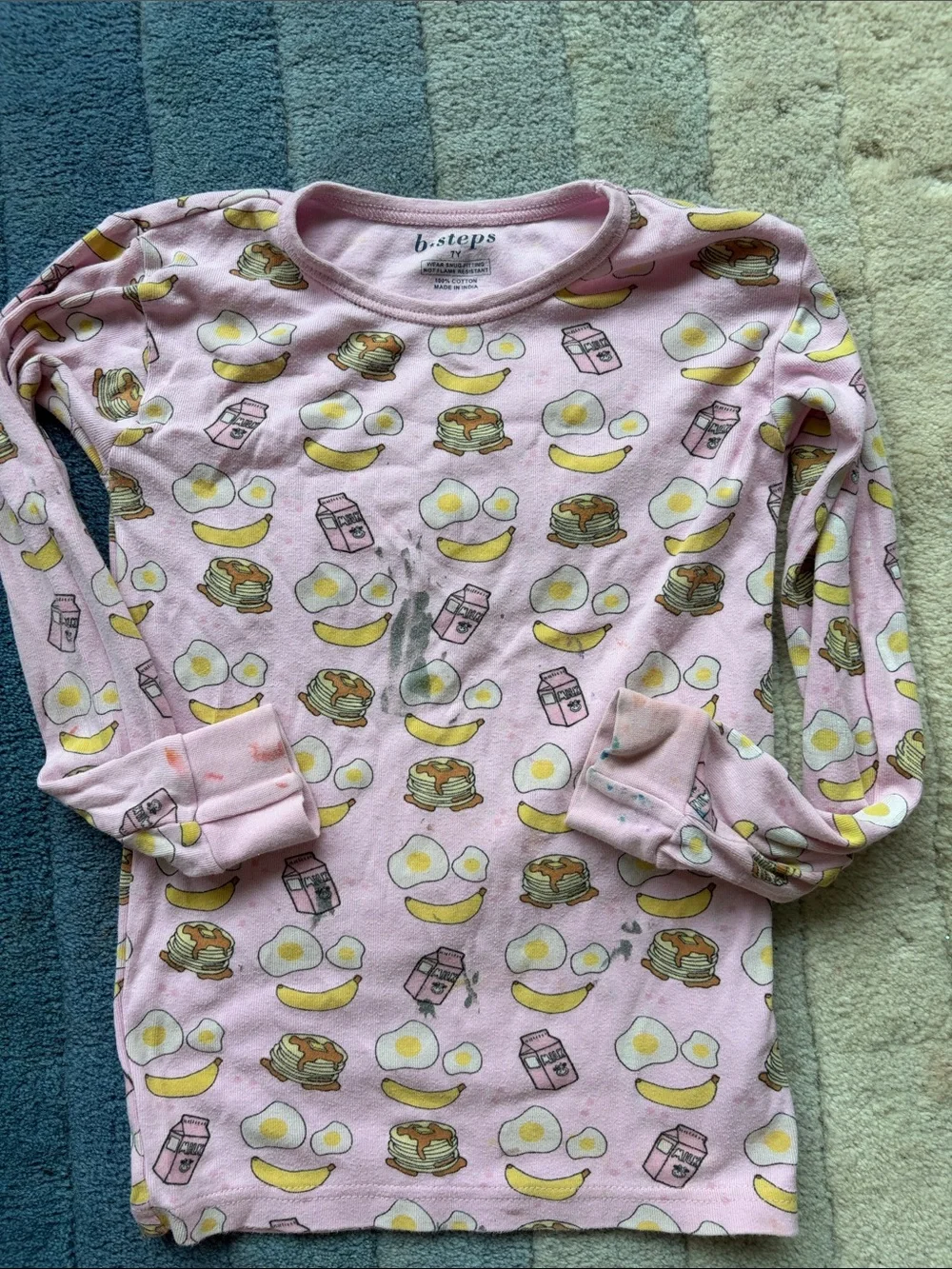 Baby Steps Pink Breakfast Print & Hot Pink Tie-Dye Kids Pajama sets
